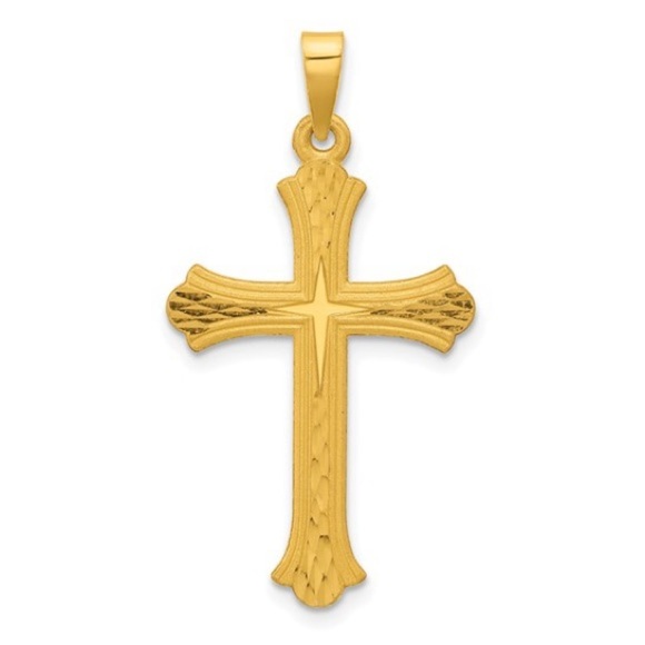 Solid 24K Gold Diamond-cut Cross Pendant by HERCO - Picture 1 of 5